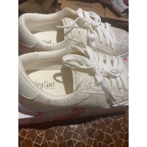 nwt hey girl by corkys white sparkling tennis shoe in box - Picture 10 of 10